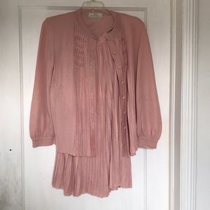 Vintage Japanese Pleated Skirt+Sweater Set Size S